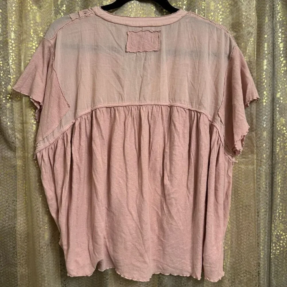 Free People We The Free Blush Pink Sophia Button Down Blouse Small NWOT